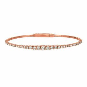 1.25 Carat Natural Diamond Flexible Bangle Bracelet 14K Rose Gold
